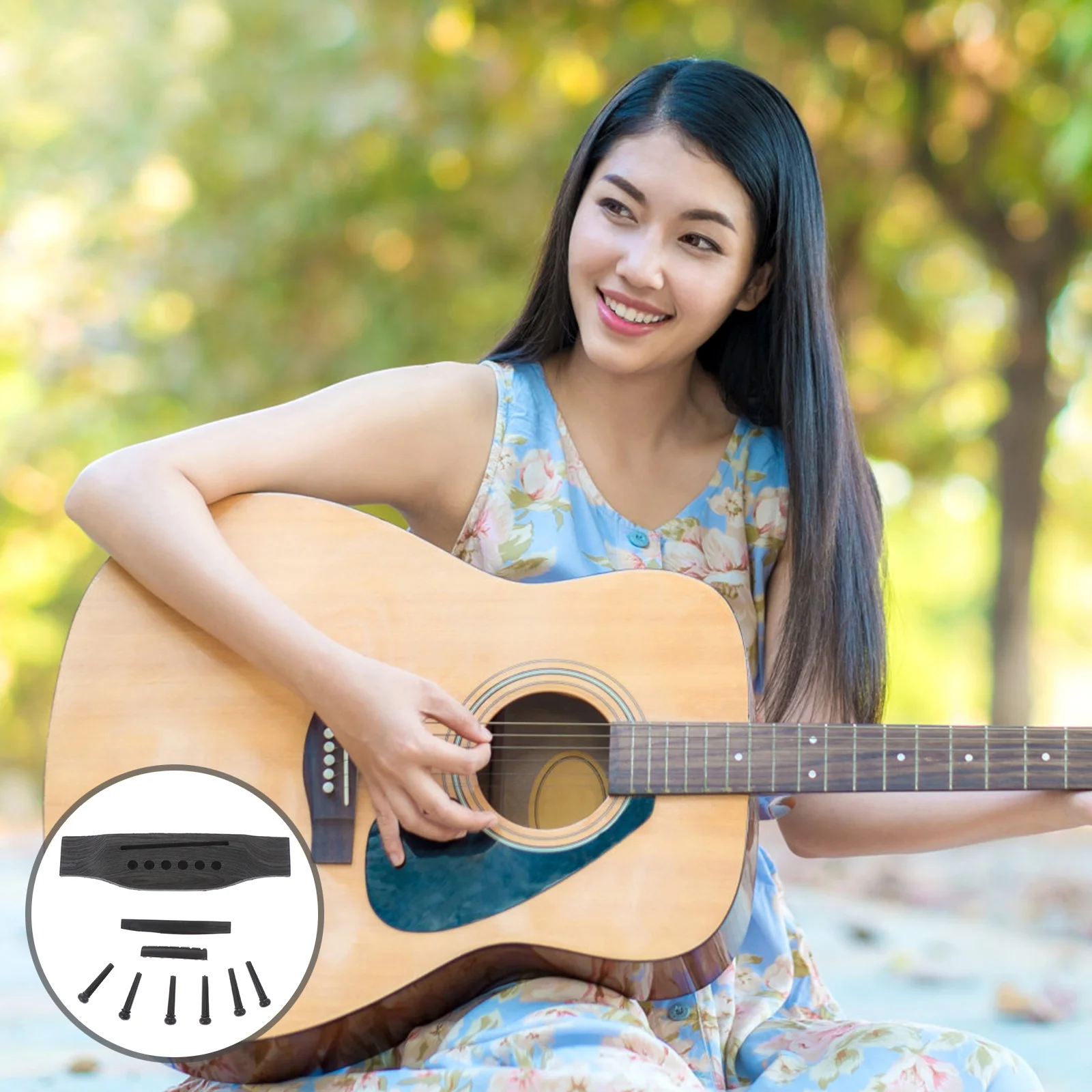 

Guitar Accessory Set Bridge Pins and Nut Replacement Part Instrument Parts The Strings Acoustic Saddle Pegs Plastic