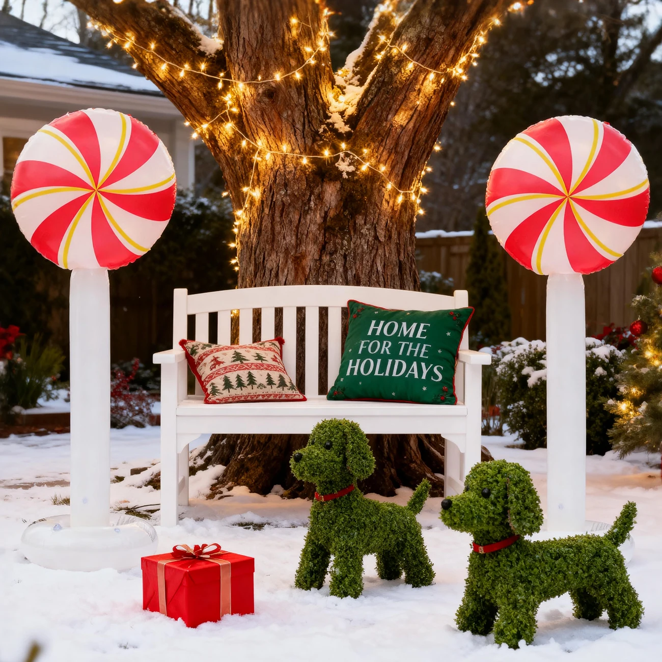 1 x aufblasbarer Lutscher-Topple-Turm für Garten-Weihnachtsdekorationen, lustiges und festliches Trommelset