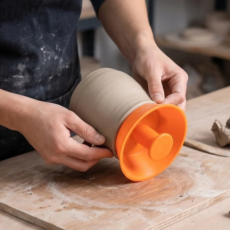 Clay Vessel Opening Former Plastic Pottery Rims Tool with Press Grip for Handmade Ceramic Shaping and Trimming Work C7AC