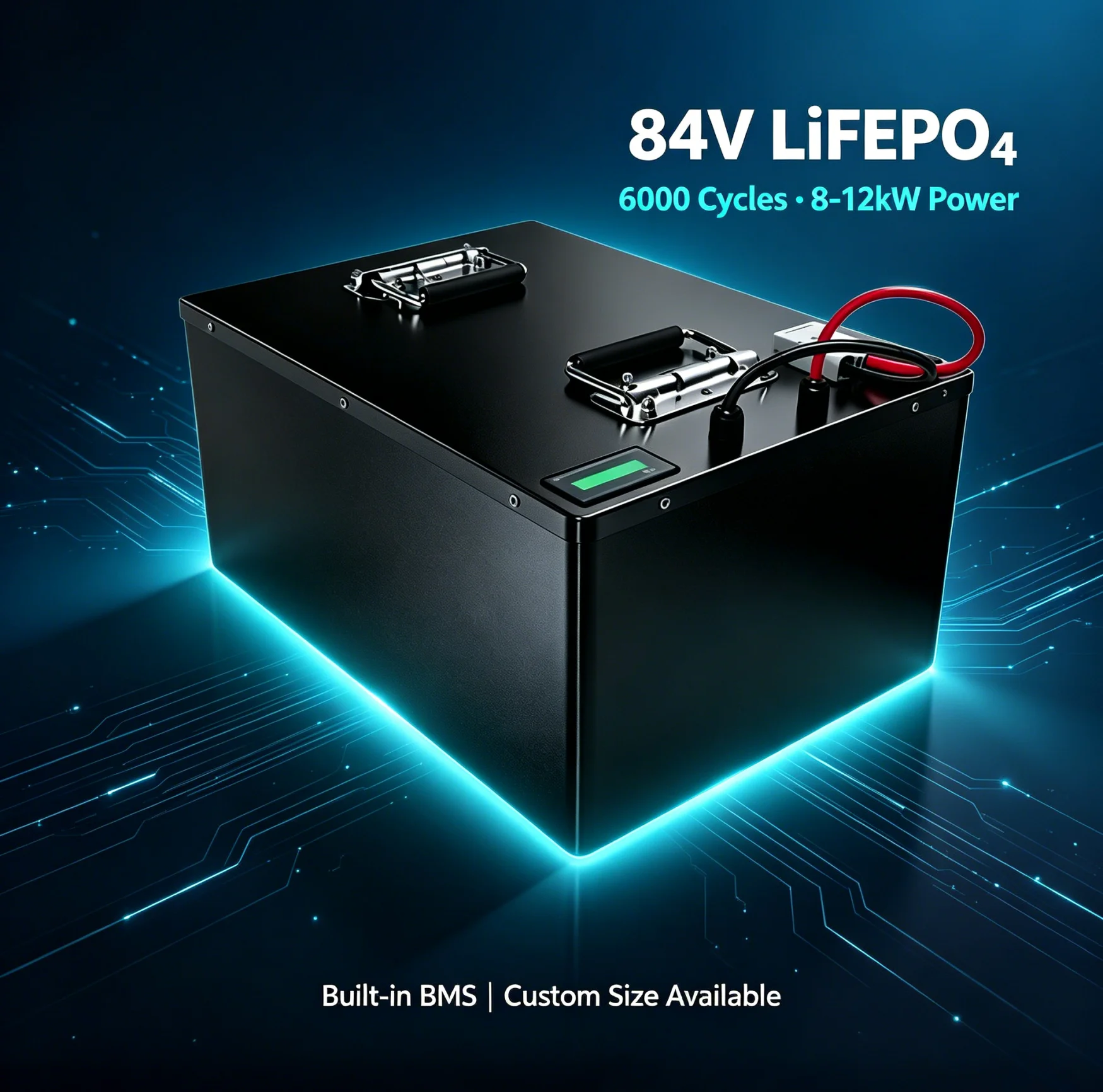 84V 50Ah-280Ah LiFePO4 Battery Built-in BMS 6000 Cycles 8-12kW for EV Motorcycle Sightseeing Car, Customizable Size & Discharge