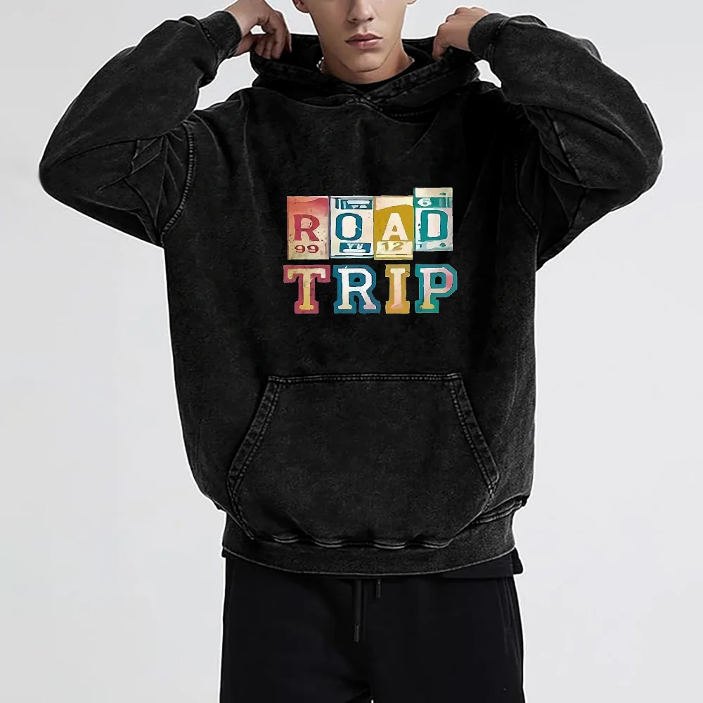 รายการเทรนด์ฤดูใบไม้ร่วงของผู้ชายและผู้หญิงผ้าฝ้ายแท้วินเทจล้างจดหมาย - เสื้อฮู้ดพิมพ์ลาย Interpreting Street Cool Trend Vibe