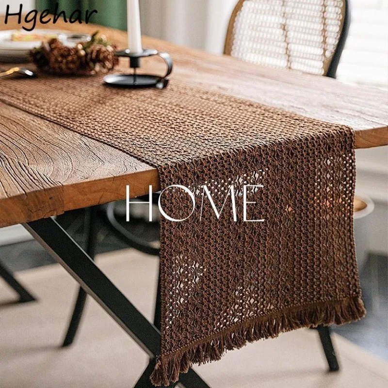 Woven Table Runner Home Board Tassels Party Retro Simple Restaurant  Decor cloth Household New Heat Insulation Ins