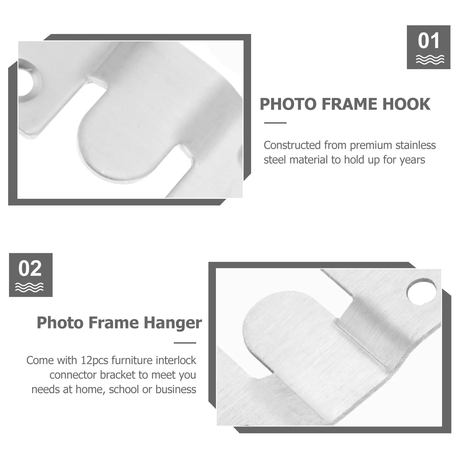 

12pcs Stainless Steel Frame Buckle Heavy Duty Furniture Interlock Connector Bracket Z Clip Photo Frame Hanger Mirror Mount Wall