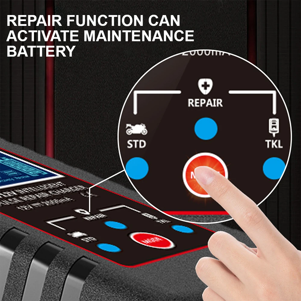 Smart Battery Charger Multiple Protections ASE Adapter Cable Car Automatic Float Charger For Motorcycle Lawn Mower 6V 12V Switch