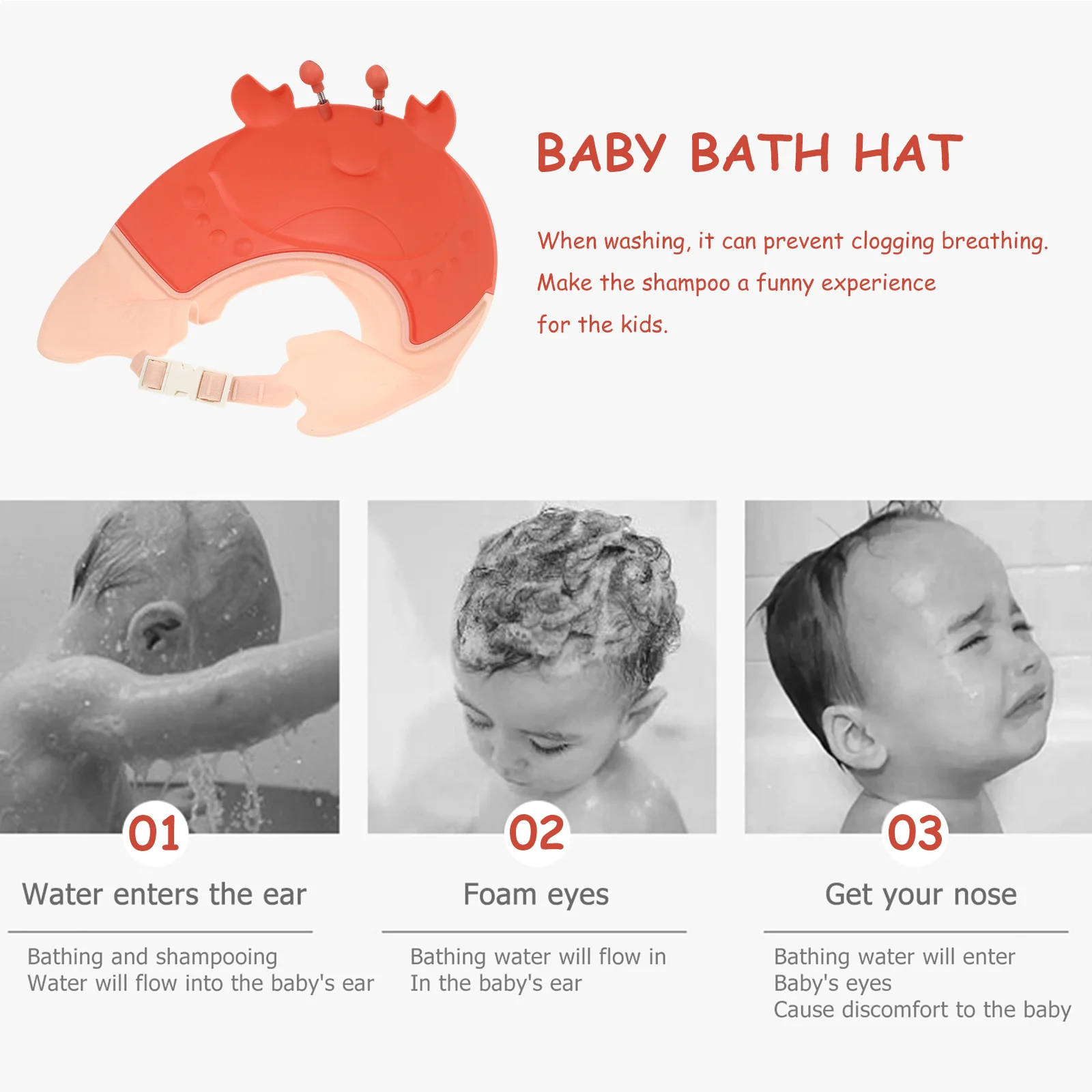 

Регулируемая детская шапочка для ванны, шапочка для душа, предотвращающая попадание глаз воды, мытье волос, детский козырек для душа, шапочка для ванны для малышей