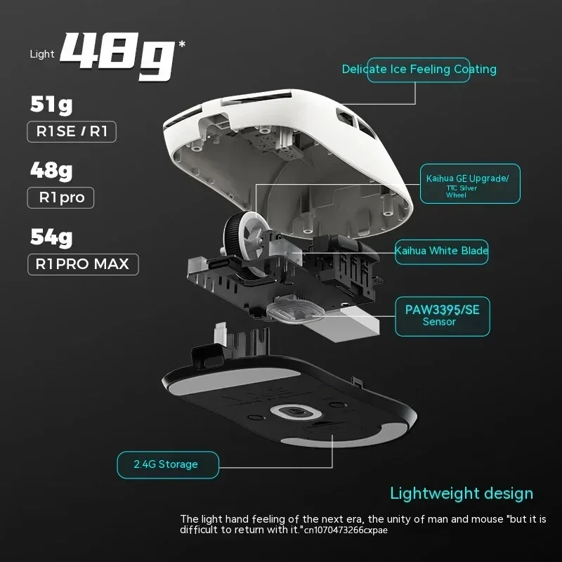 VGN VXE Dragonfly R1 Mouse game nirkabel, Mouse nirkabel Sensor PAW3395 Nordik 52840 2KHz FPS kecepatan pintar X penundaan rendah untuk Gamer