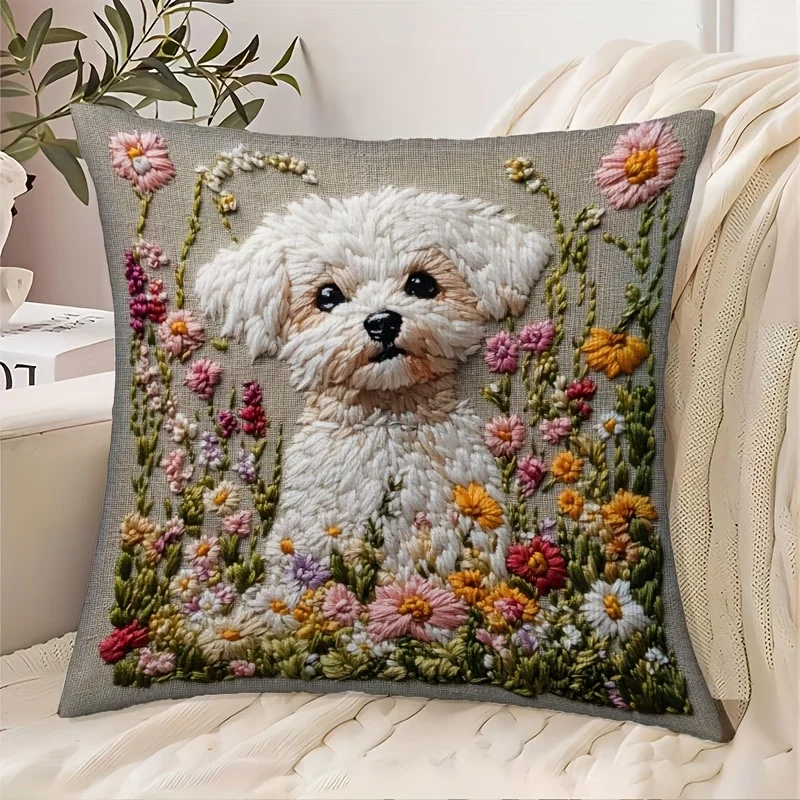 Fundas de cojín Vintage Maltipoo para perro, funda de almohada cuadrada para sofá y dormitorio, fundas de almohada acogedoras para silla y sala de estar, regalo de decoración para el hogar estampado