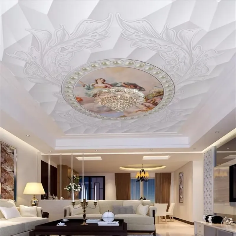 Custom wallpaper 3d обои European pattern elegance space three-dimensional jewelry oil painting ceiling roof fresco wallpapers