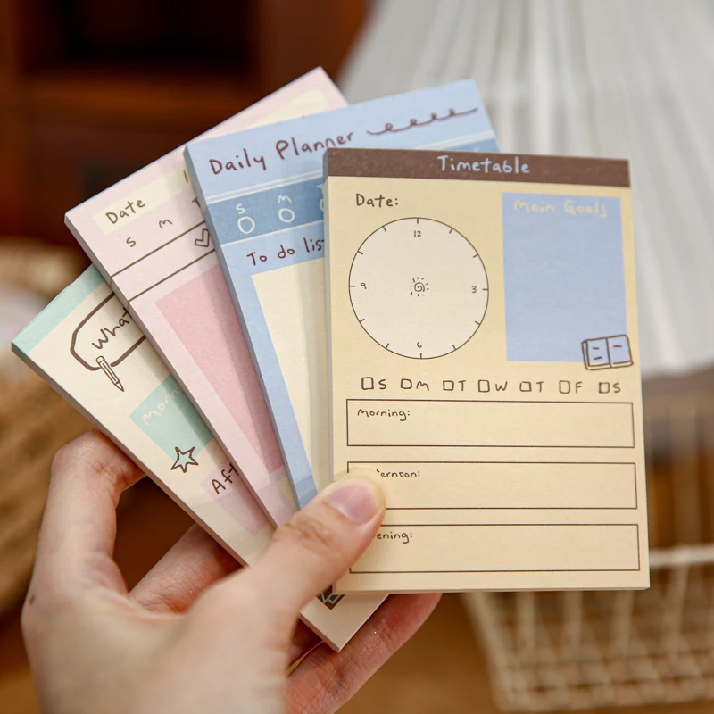 45pcs Daily Memo Series Long Strip Function Memo Pads Hand Drawn Style Simplified Student Message Paper Notepads Stationery
