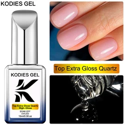 1 PCS Nail Gel Polish Extra Gloss Quartz Top Coat No Wipe Semi Permanent UV Seal Transparent Diamond Topcoat Tempered Varnish