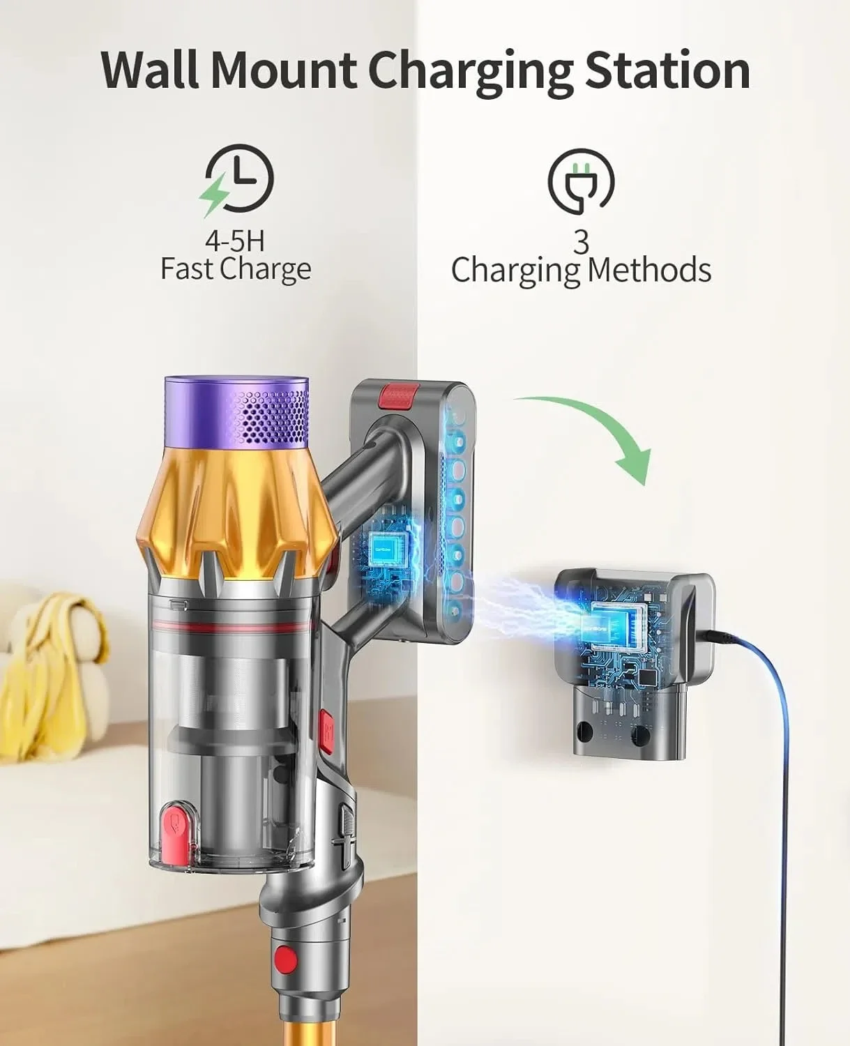 Upgrade 45000Pa Strong Suction Cordless Stick Vacuum Cleaner Anti-Tangle 4-in-1 LED Touch Screen Handheld Vac For Home Pet Hair