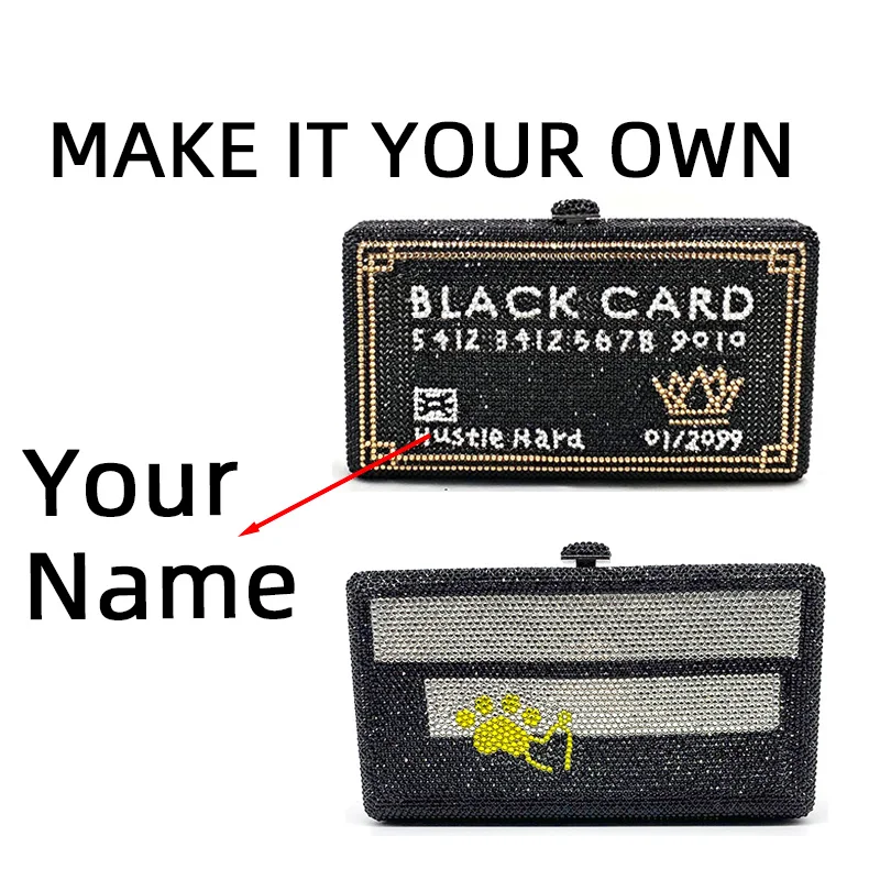 

Black card bag women evening party clutches full crystal classical purses bag