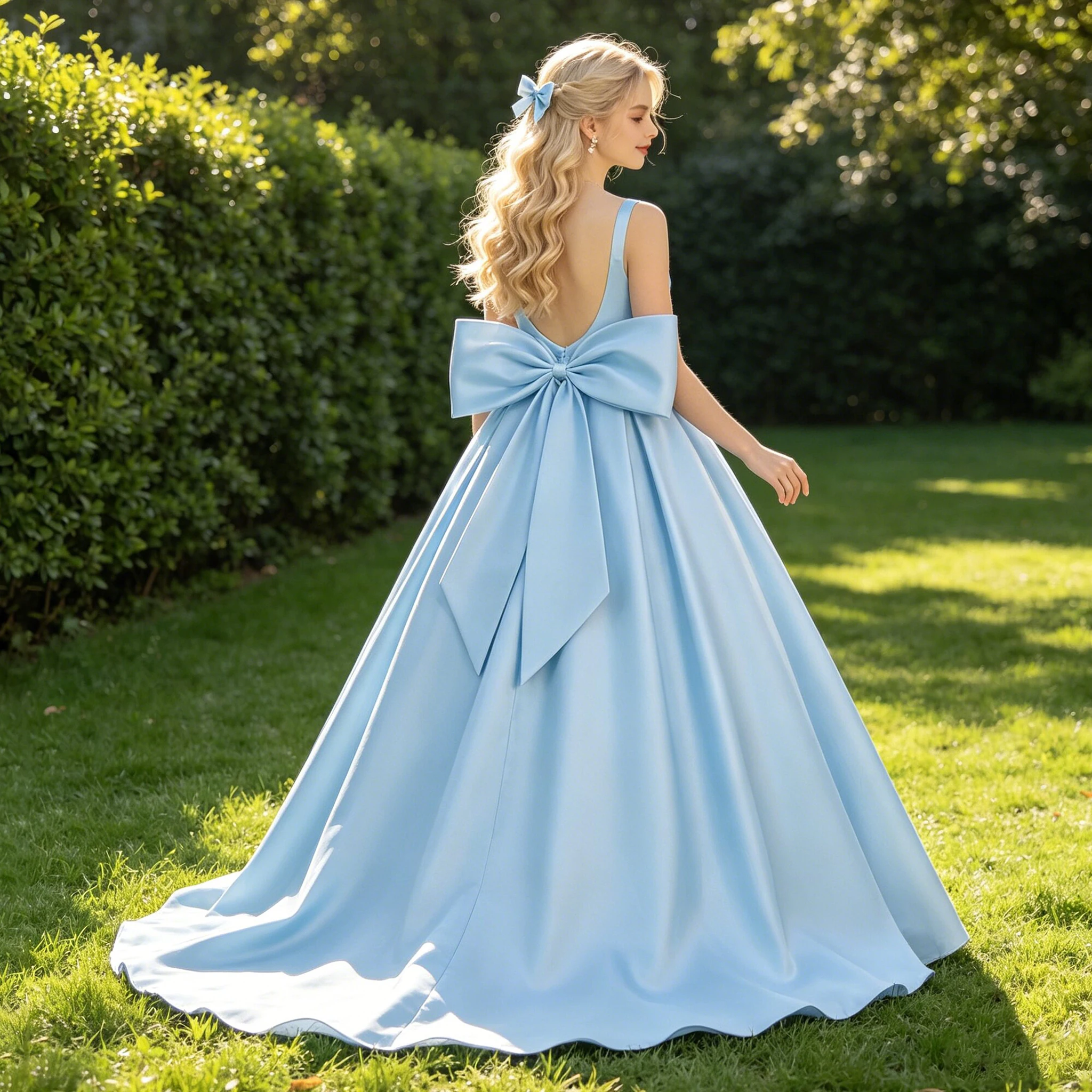 Elegant Bow Wedding Party Girls Dress Summer Trailing Baptism Bridesmaids Princess Evening Dress Girl First Communion Prom Gown