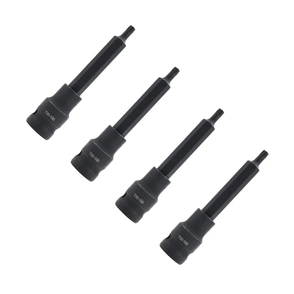 4pcs 100mm Long Electric Wrench Socket Inner Hexagon Screwdriver Socket Extension 1/2inch Socket Batch Head For Electric Wrench