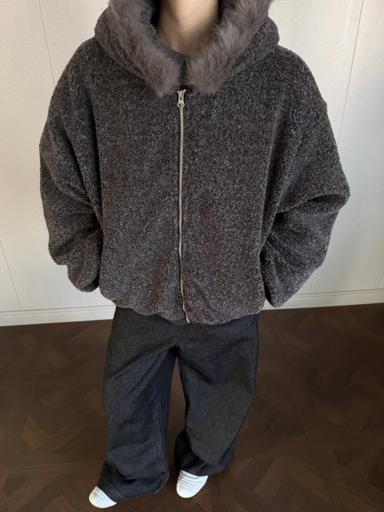 

Повседневный хлопковый кардиган с капюшоном и большим меховым воротником в ретро-американском стиле, зимнее пальто для мужчин и женщин