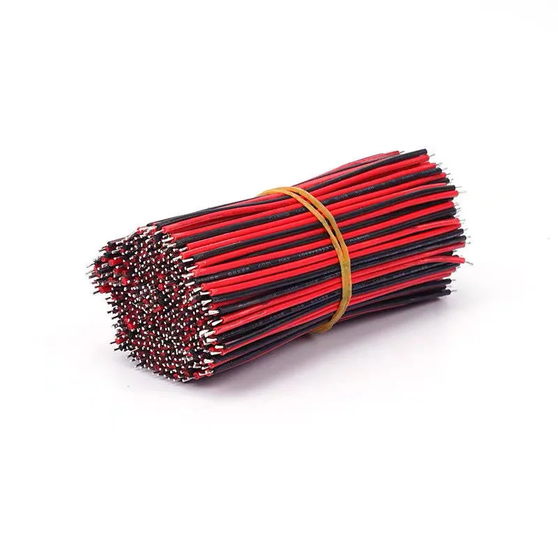 100 Stück 10 cm lange, 24AWG, doppelseitig verzinnte, 2468 rot-schwarze parallele elektronische Verbindungskabel – Detail 2