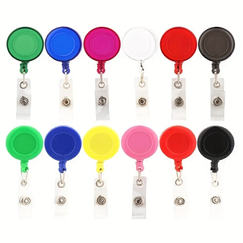 2pcs Retractable Pull Badge, ID Lanyard Name Tag Card Badge Holder Reels Key Ring Chain Clips School Student, random colors