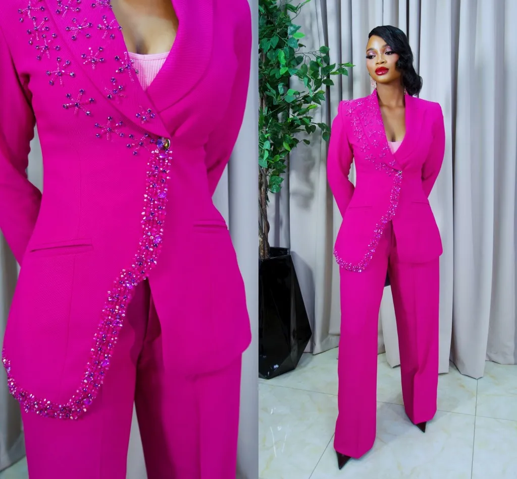 Elegant Women's Evening Dresses Suit Gowns Single Breasted Jacket Pants For Female Satin 2 Pieces Suit Customized M266479