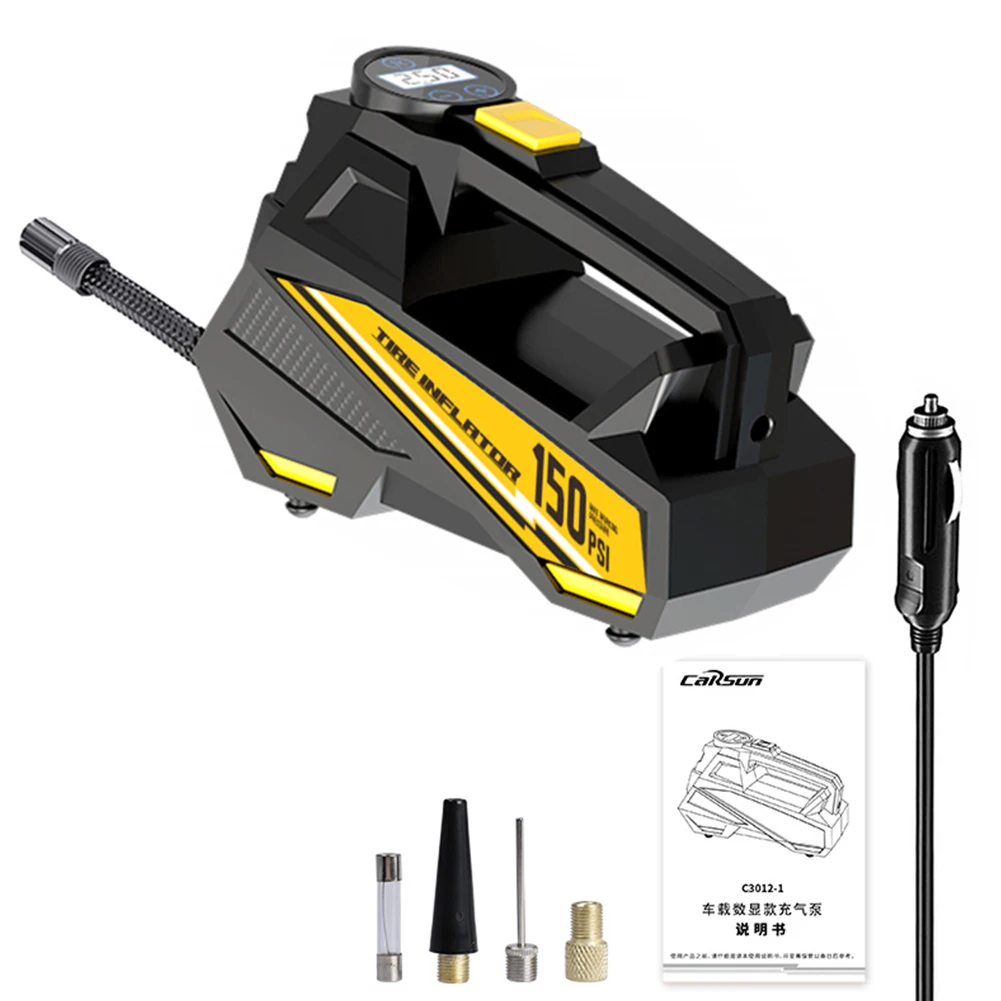 

Портативный автомобильный компрессор 150PSI с LED-подсветкой для накачивания шин автомобиля, велосипеда и мячей