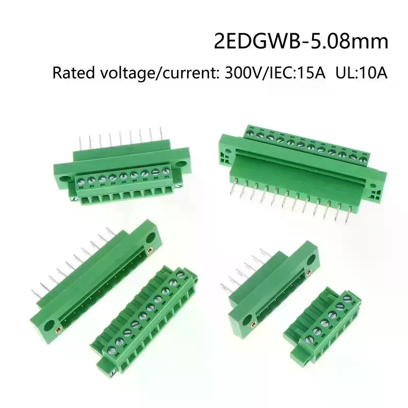 1Set 2EDGWB + 2EDGKM 5.08 Bulkhead Screw Terminal Block Wire Connectors 5.08mm Pitch Male/Female Pluggable Terminal Plug Jacks