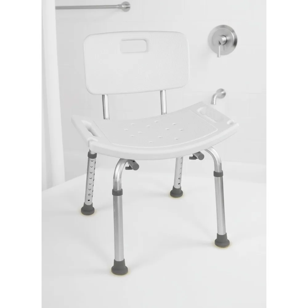 

Tool-Free Assembly Adjustable Shower Chair Bathtub Seat Bench with Removable Back Support for Elderly & Disabled