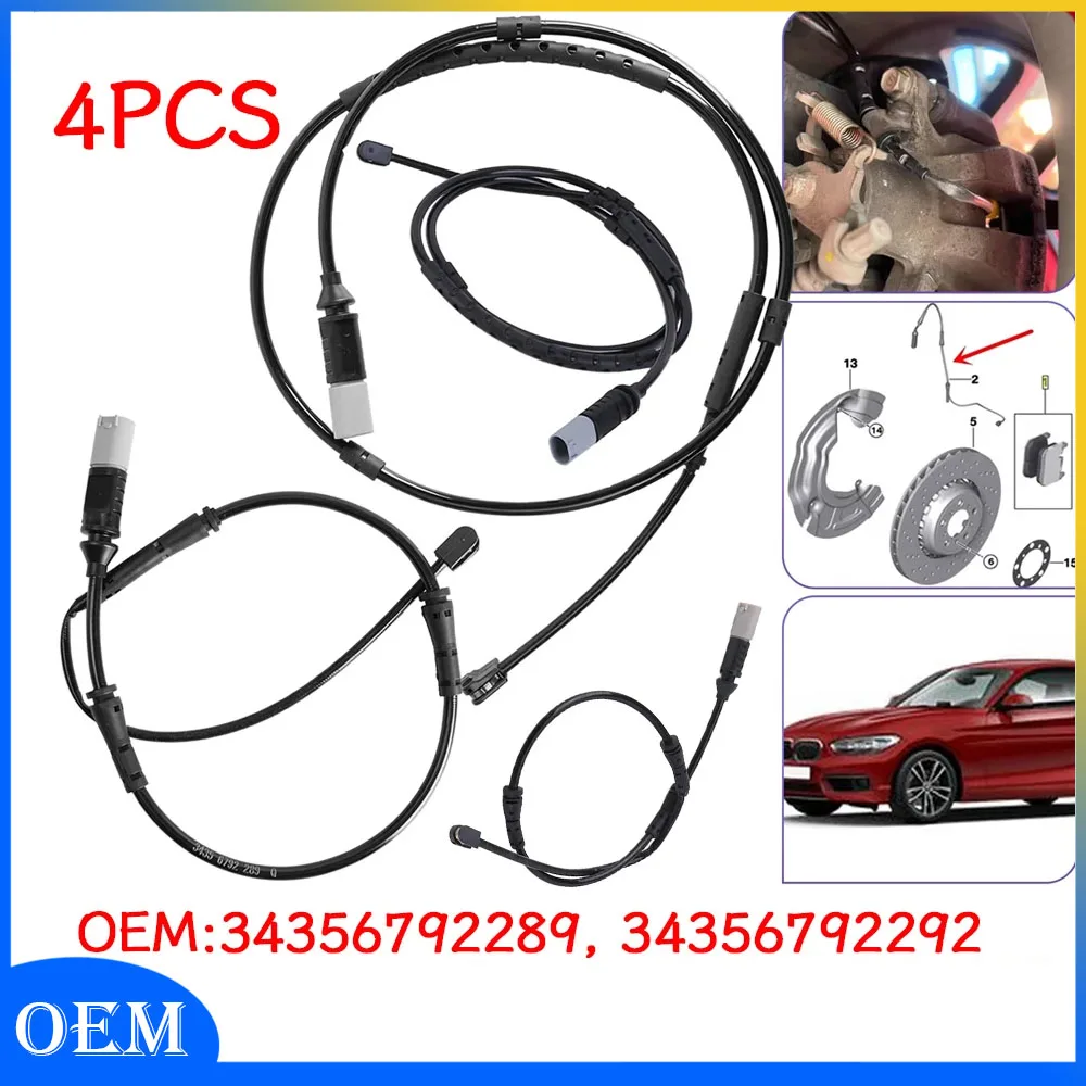 

Датчики износа тормозных колодок, 4 шт., передние и задние, заменяет 34356792289 34356792292, совместимые с 328i xDrive 330i 320i 335i M4