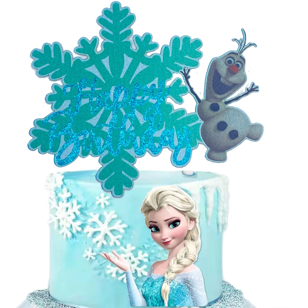 Frozen Anna Elsa Olf Anime Cake Topper Party Supplies Girl Birthday Cake Insert Toy Gifts Party Decoration Festivel Baby Shower