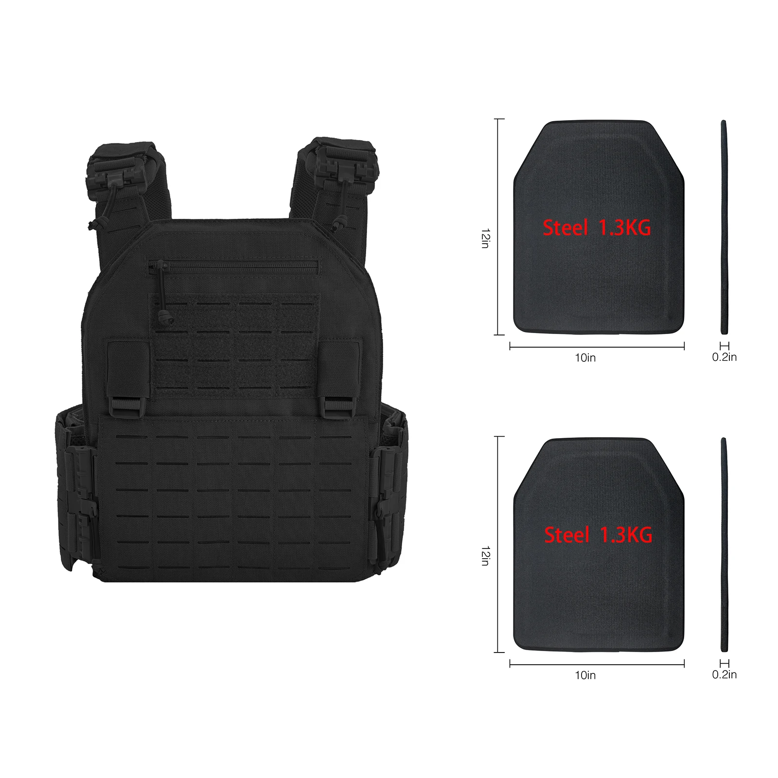 

UNIONTAC Набор защиты для охоты на открытом воздухе LAVC Нейлоновый быстросъемный жилет с 2 стальными жесткими пластинами NIJ IIIA по 1,3 кг каждый