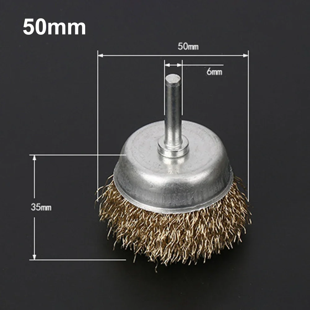 Brosse métallique à bol plat de 50mm, 1 pièce, fil d'acier de haute qualité, c'est plus rapide, tige de roue en fil d'acier argenté