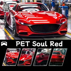PET Soul Red Car wrap switchable Glossy Red PPF Wholesale Car Wrap Decoration Vinyl Film Car Full Body Vinyl Sticker 1.52*18M
