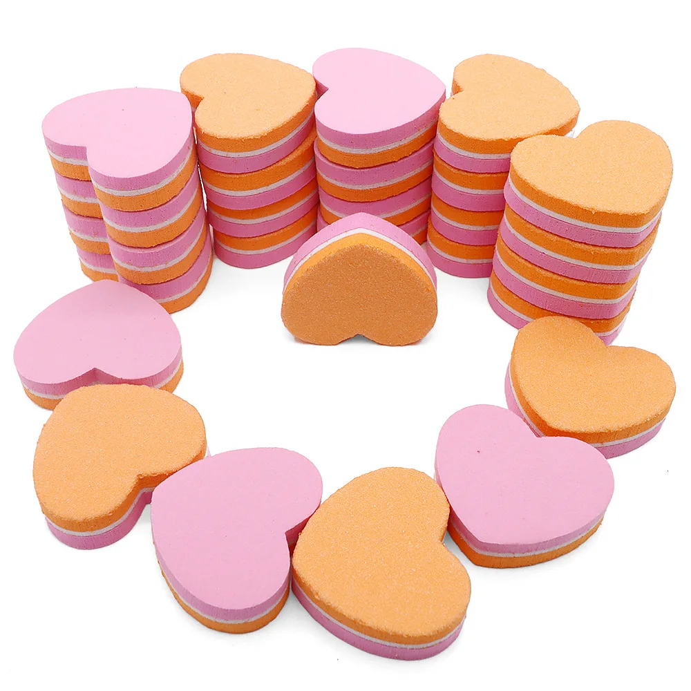 

10/20 Pcs/Bag Yellow Pink Heart Nail Files Buffer Block Removel Gel Polish Professional Material Nail Pedicure Manicure Tools