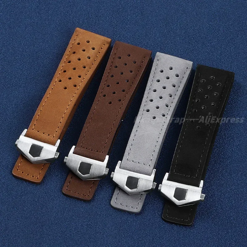 Cowhide Watch Strap for Tag Heuer for Carrera Monaco F1 Watchband 20mm 22mm 24mm Frosted Cow Leather Bracelet Men\'s Accessories