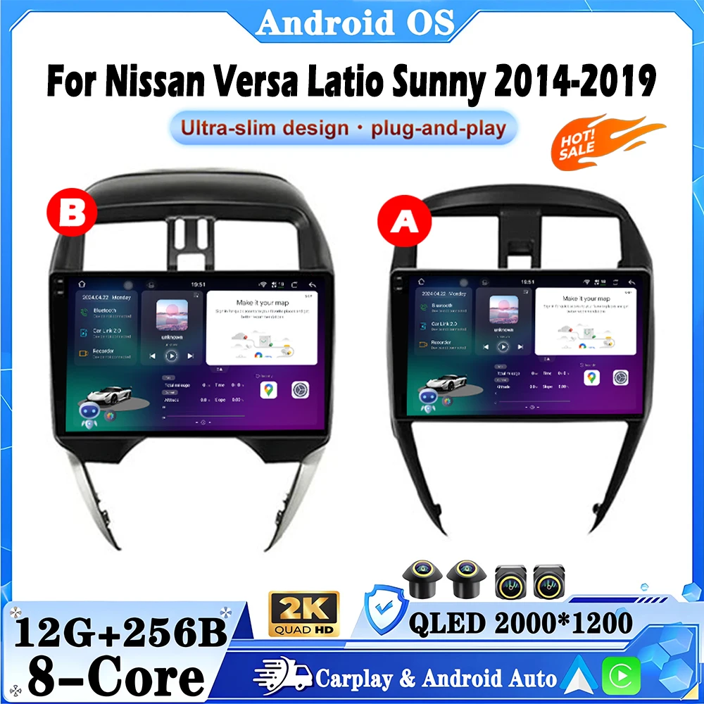 9 lnch For Nissan Versa Latio Sunny 2014 2015 2016 2017 2018 2019 Android 16 Car Audio Multimedia Player 4G WiFi GPS Navi