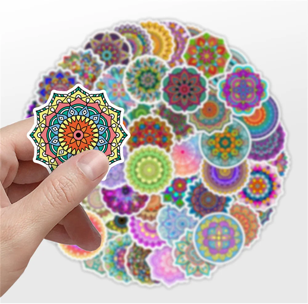 Pegatinas de Mandala estéticas para ordenador portátil, 50 piezas, papelería para teléfono, suministros de manualidades de pegatina retro, Material