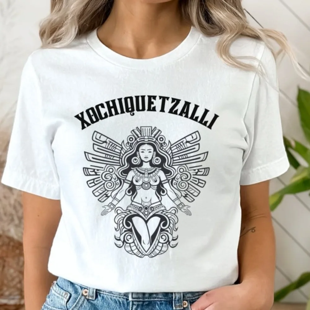 Xochiquetzalli Aztec Fertility Goddess Female High Quality Blouse Tee for Her Gift Aztec Art Latin American Mexican Blouse Tops