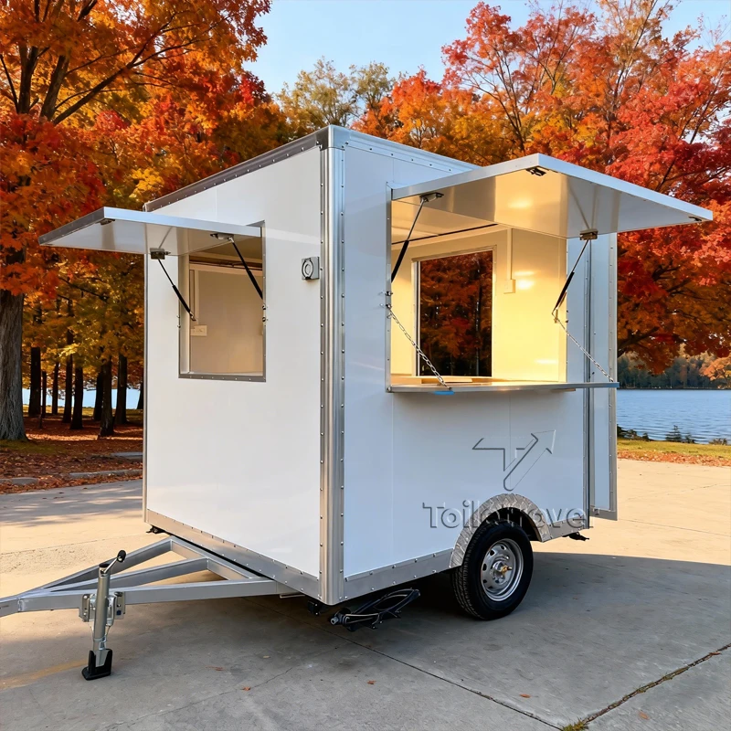 

Wholesale Mobile Food Van Trailer Ice Cream Food Truck Dessert Fast Food Trailer Container Food Truck with Concession Window