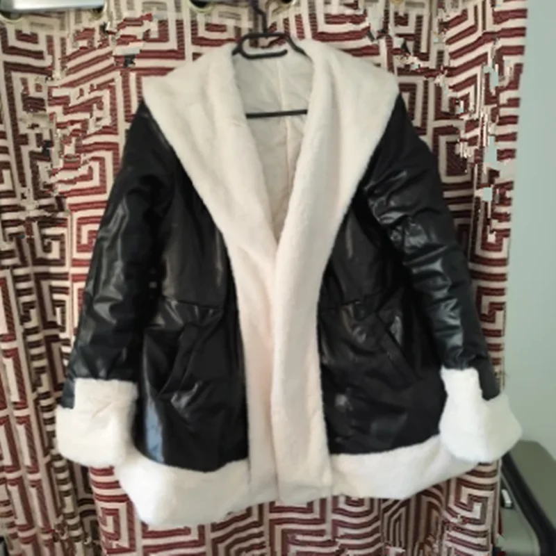 Imitation Rabbit Skin Fur Coat Women Winter Jacket Plus Size Lace-UP Waist Warm Long Jacket High Quality Female Plush Coat