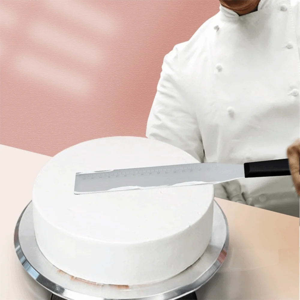 3PCS 8/10/12 in Stainless Steel Cake Cream Spatula with Markings Non-slip Handle Icing Spatula Rust-proof Cake Cream Smoother