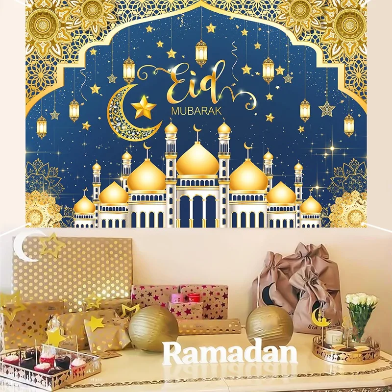 Eid Mubarak Photocall Photography Backdrops Mosque Lights Islam Believer Kids Adults Customized Portrait Backgrounds