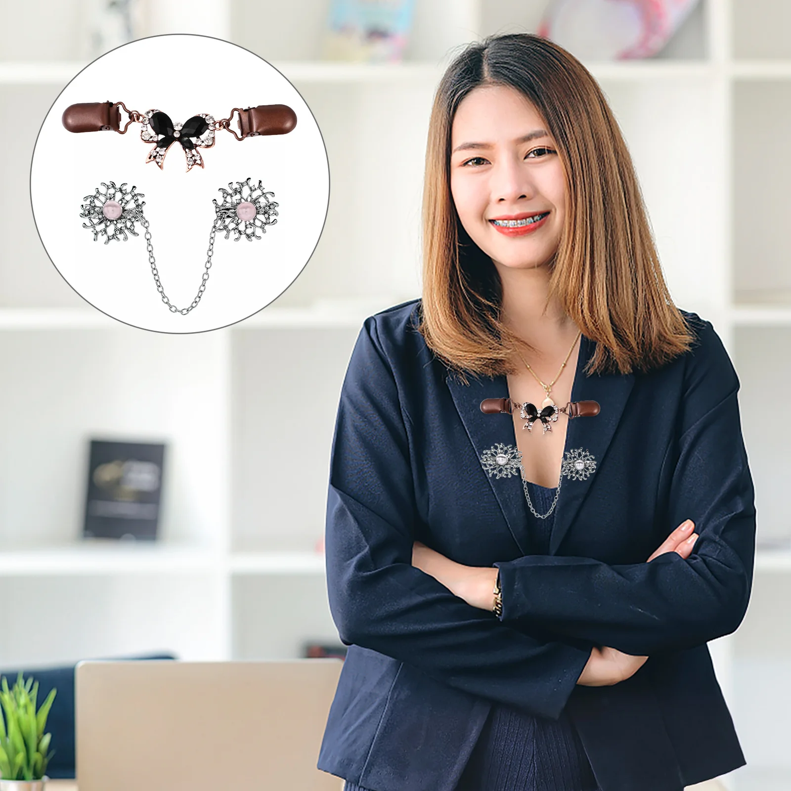 2 قطعة دبوس الصدر المعدني التلبيب دبوس دقيق بروش كليب ل سترة شال دبوس الأمان سترة الموضة كليب بروش الرجعية