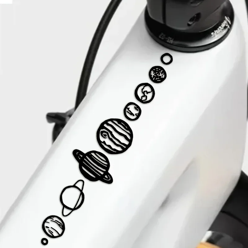 Galaxy Bicycle Stickers Waterproof UV Resistant Vinyl Space Theme 5 Planet Patterns for MTB Frame Fork Cycling Decor