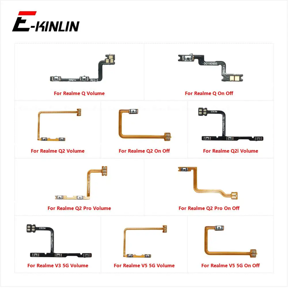 Power On Off Button Volume Switch Key Control Flex Cable Replacement Parts For OPPO Realme Q Q2i Q2 Pro V3 V5 5G