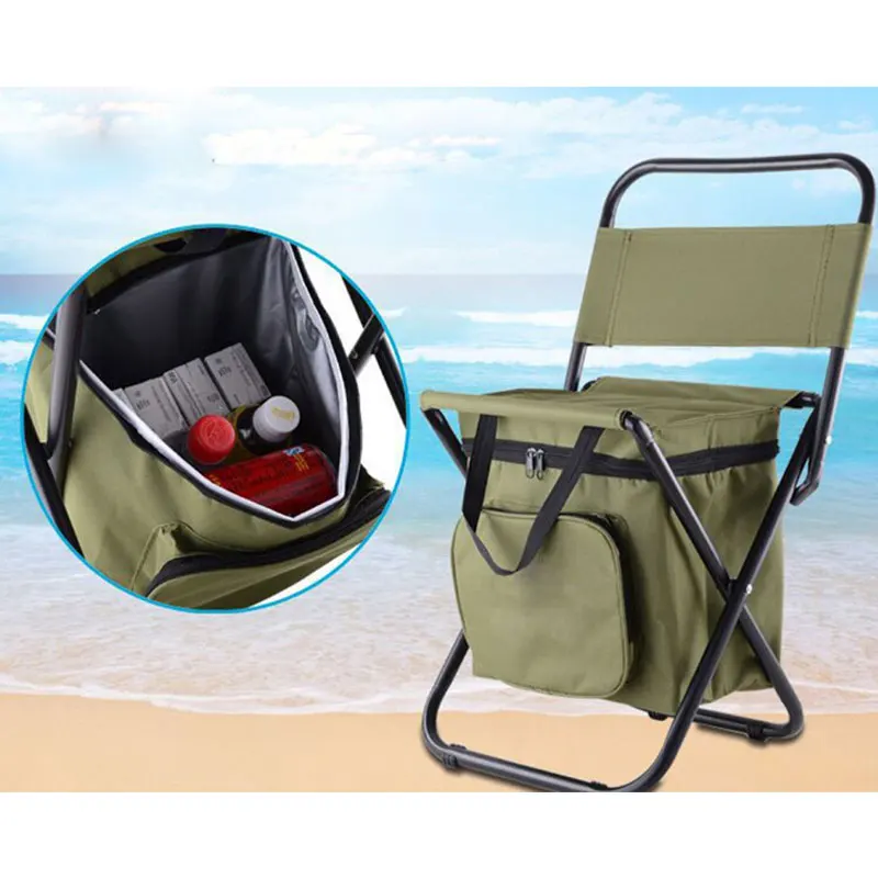 Multifunctional Outdoor Folding Stool Portable Ice Bag Stool with Insulation Bag Fishing Stool Beach Chair Lightweight Stool