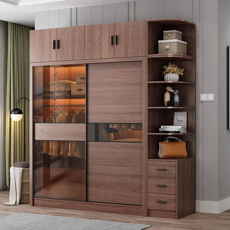 

Sliding Glass Doors Wardrobes Support Storage Luxury Bedroom clothes closet clothing cabinets Guarda Roupa home Furniture