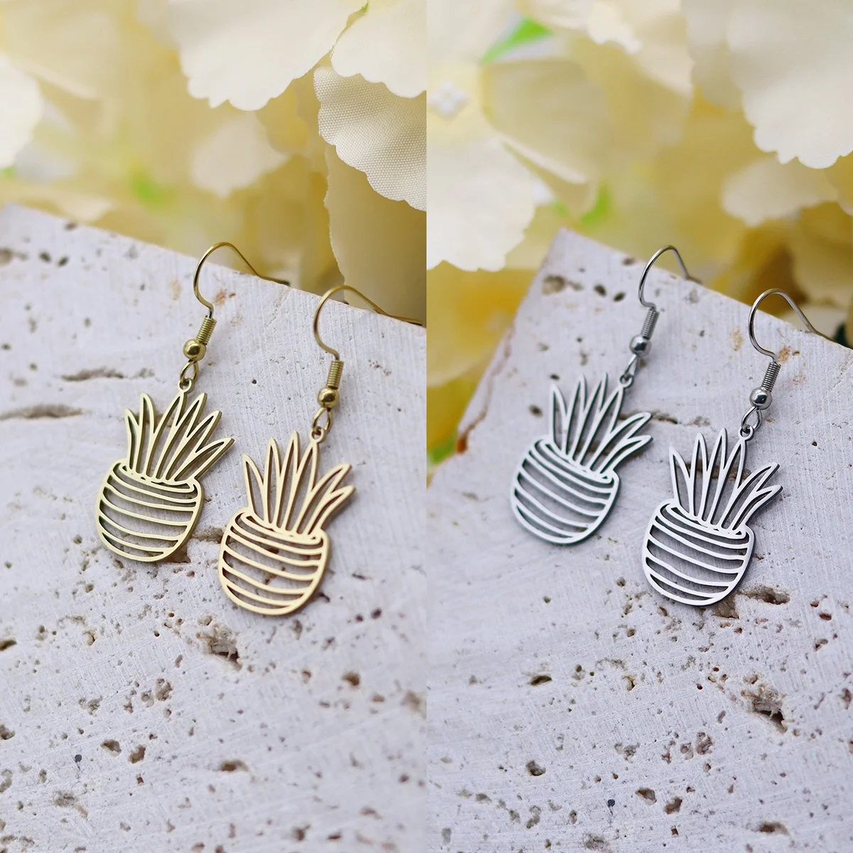 QIAMNI Stainless Steel Creative Potted Plant Pendant Dangle Earrings Accessories Handmade Piercing Jewelry Eardrop Gardener Gift
