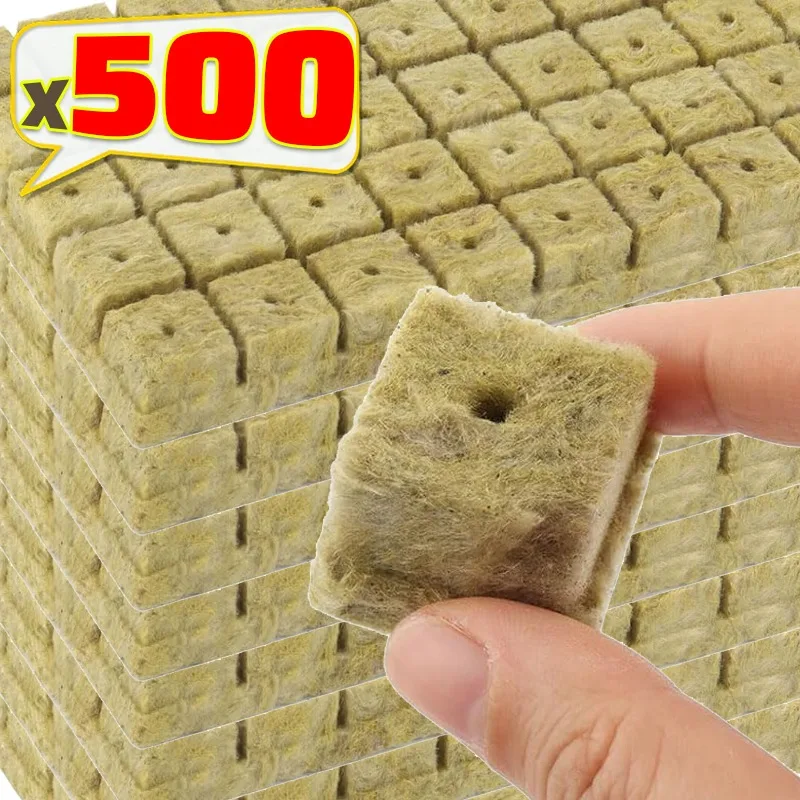 50/500PCS Stonewool Hydroponic Grow Media Cubes Garden Plant Cube Soilless Substrate Seeded Planting Spong Plug Seedling Block