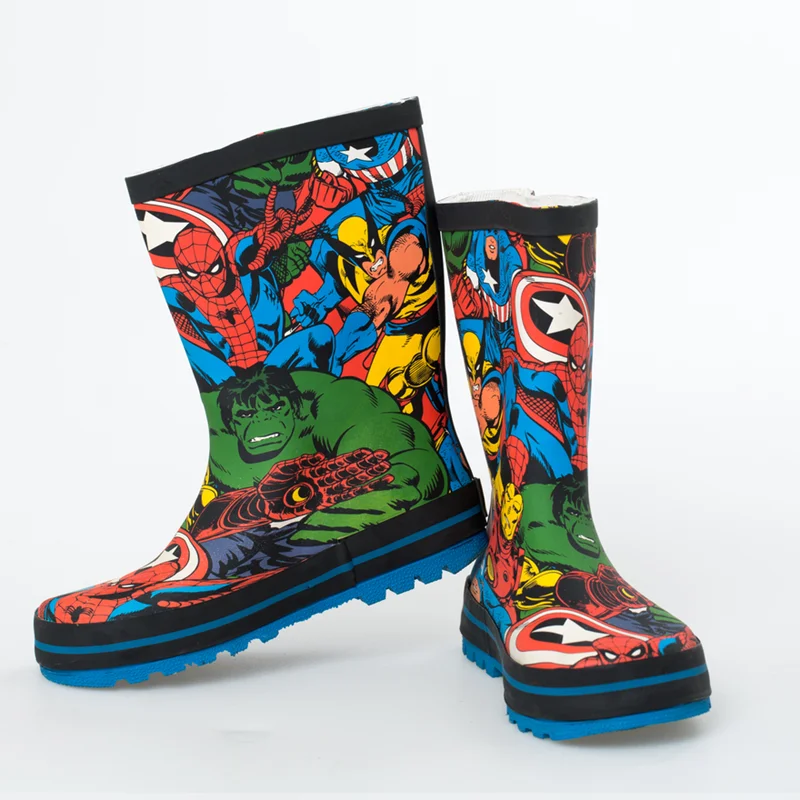 Disney-Botas de lluvia antideslizantes para niños, zapatos de dibujos animados de Los Vengadores, Spider-Man, para estudiantes, a la moda, novedad