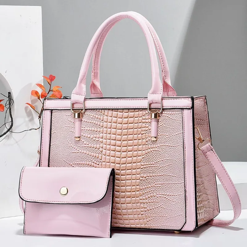 High Quality Crocodile Pattern Leather Single Shoulder Bag Business Casual Tote Handbag New Retro Female Crossbody Composite Bag