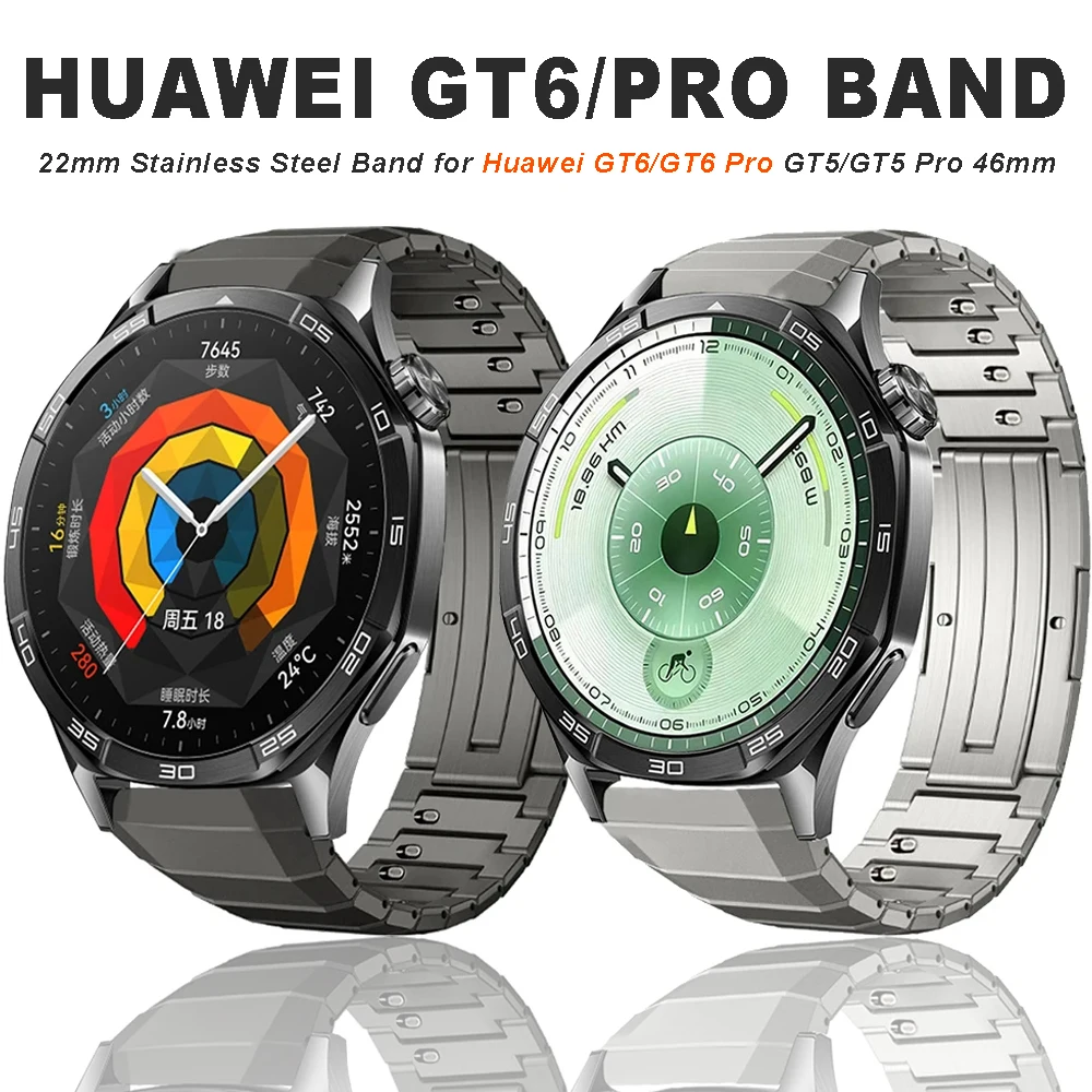 

Ремешок из нержавеющей стали 22 мм для Huawei GT6/GT6 Pro GT5/GT5 Pro, деловой браслет с изогнутым разъемом 46 мм для Huawei Watch 5 4 46 мм