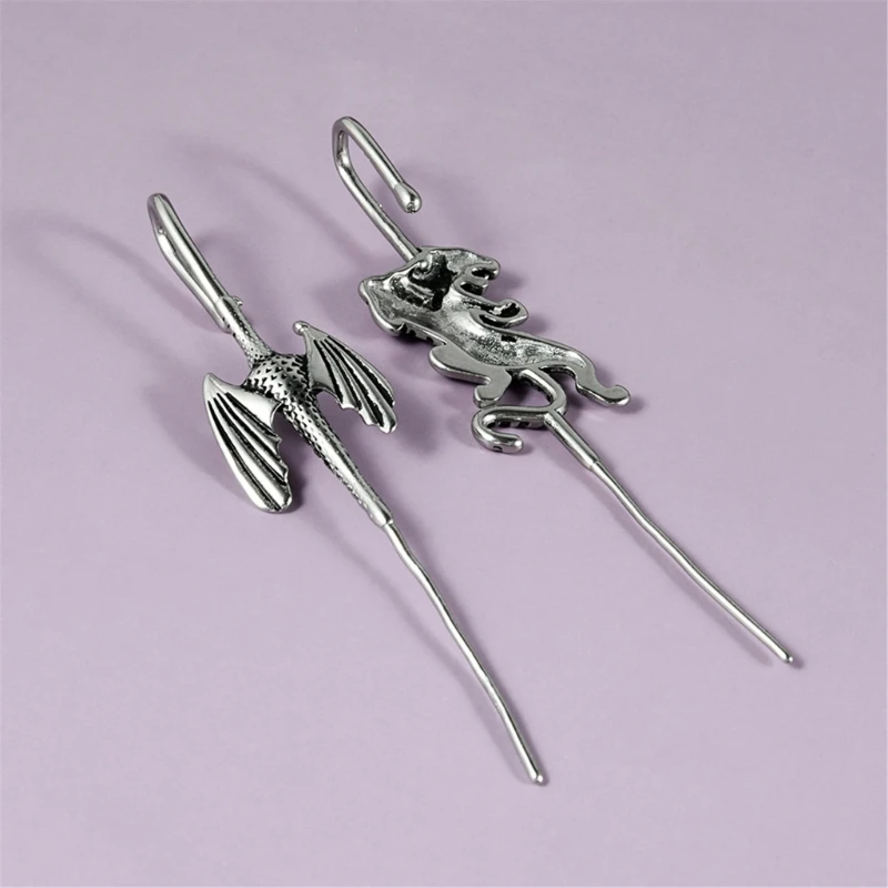 Diagonal Line Piercing Ear Cuff Stainless Steel Earrings with Slanted Piercing Feature for Fashion Enthusiasts